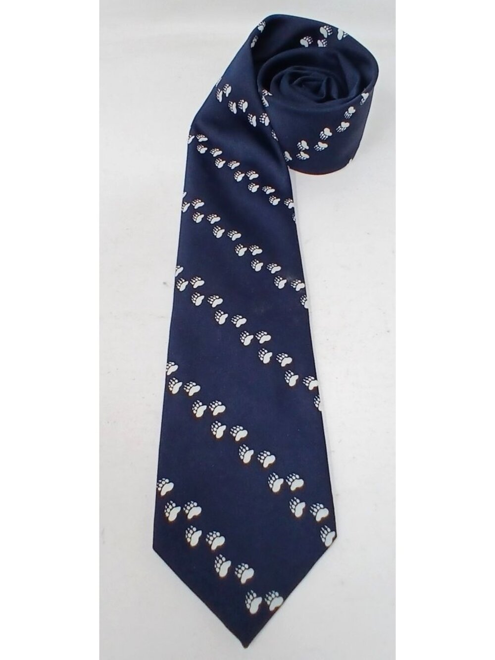 VTG Navy Bear Paw Print Tie Limited Editions 100% Polyester 56.5" X 3.25" #D-23